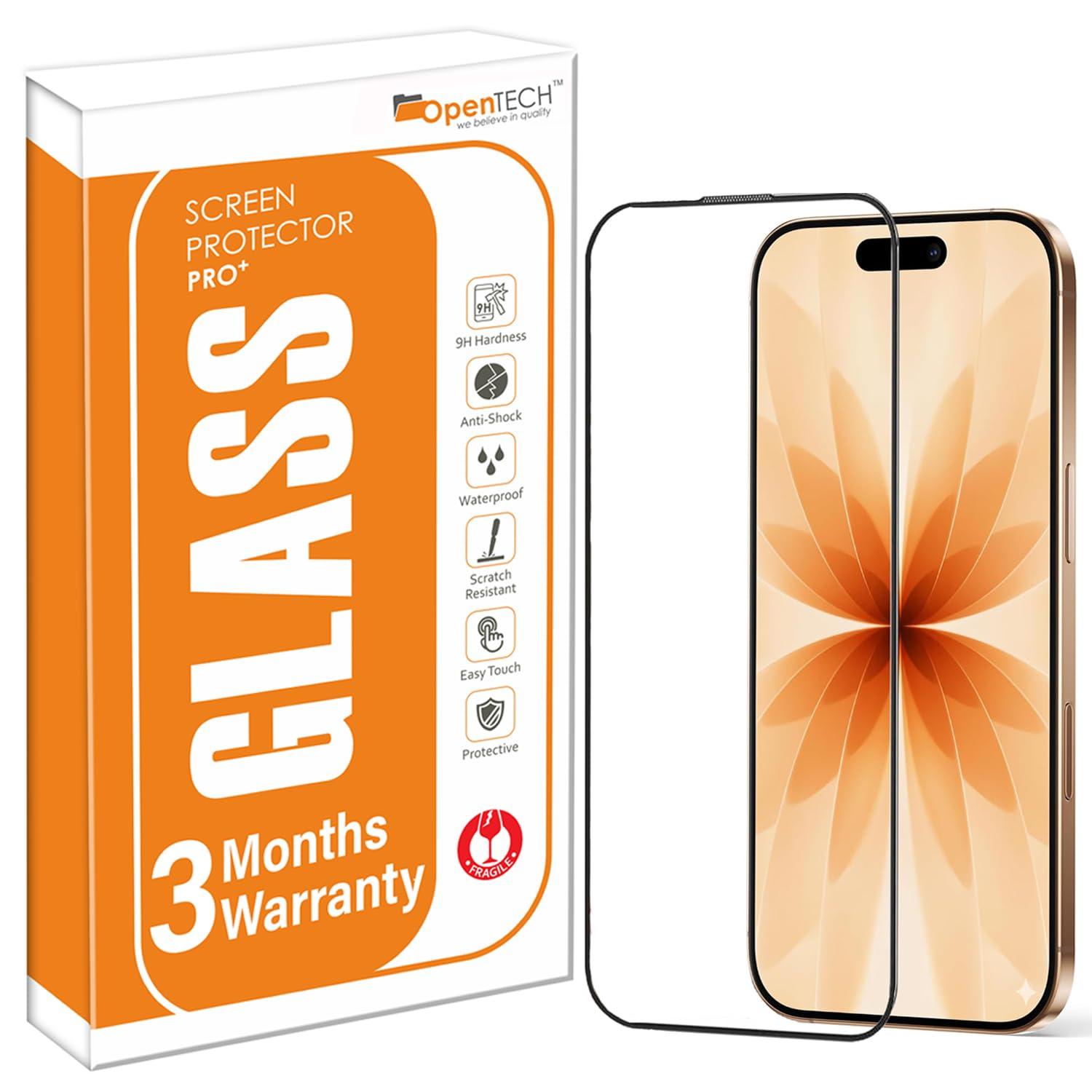OpenTech® Military-Grade Tempered Glass Screen Protector Compatible for iPhone 17 with Edge to Edge Coverage - Case Friendly, Anti-scratch and Bubble free installation kit (6.3 Inches)