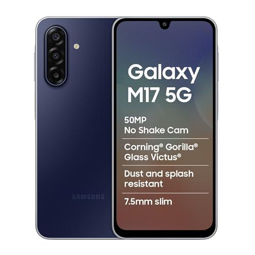 Samsung Galaxy M17 5G Mobile (Sapphire Black, 6GB RAM, 128GB Storage) | 50MP OIS Triple Camera | Gorilla Glass Victus | IP54 | 6 Gen OS Upgrades | AI | Gemini Live | Lag-Free Gaming | Without Charger