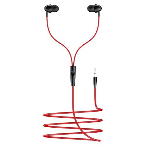 boAt Bassheads 211 Wired Earphones with 10mm Drivers, Signature Sound, in-Line Microphone, 3.5mm Jack, Voice Assistant & 120cm Cables (Raging Black)