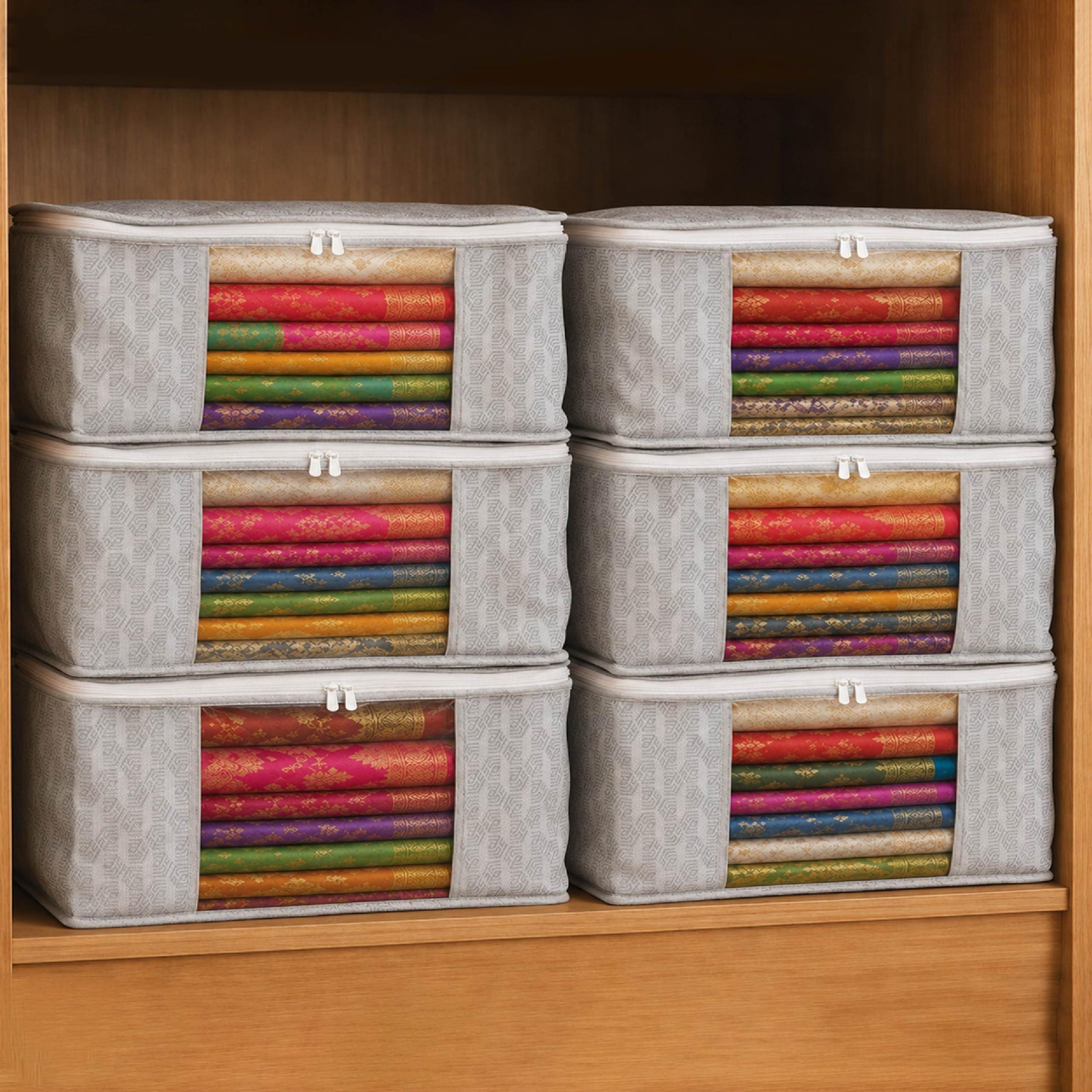 Homestrap Set of 6 Non-Woven Saree Cover/Wardrobe Organizer