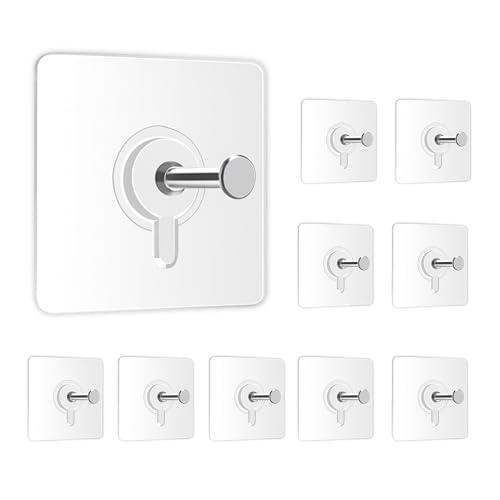 Zulaxy Photo Frame Hooks for Wall Without Drilling, 10 Pack Self Adhesive Hooks for Wall Heavy Duty Strong Nail Free for Hanging Photo Frame (Hanging Hook, Transparent) Stainless Steel