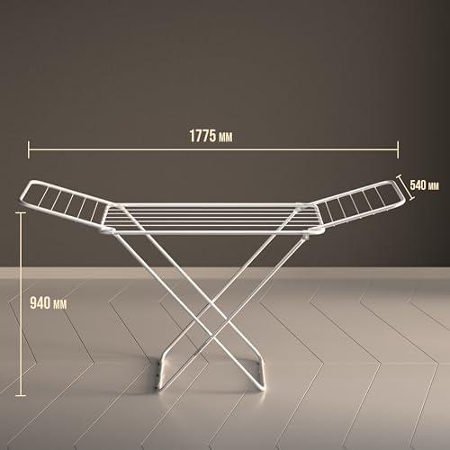 Amazon Basics 3-Way Foldable Cloth Drying Stand – Lightweight Mild Steel Collapsible Rack with 20 Rails & 42 Ft Rack Length (Silver)