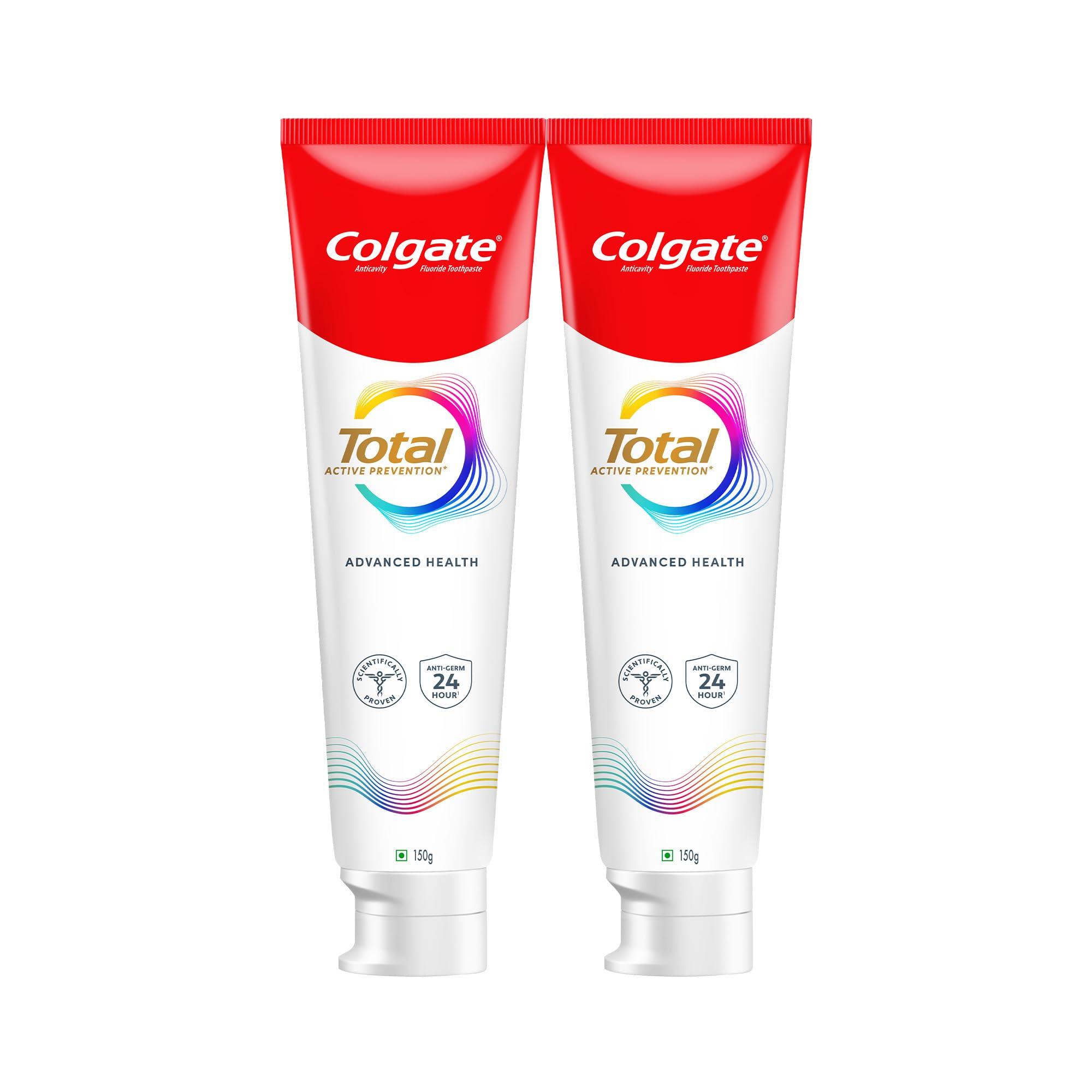 Buy Colgate Total 300gm (2 x 150gm) Advanced Health Anti-Germ Toothpaste with Toothbrush, Tooth Paste with 12-Hour Anti-Germ & Enamel Protection, Whole Mouth Health (Combo Pack Offer) Online at Low Prices in India - Amazon.in