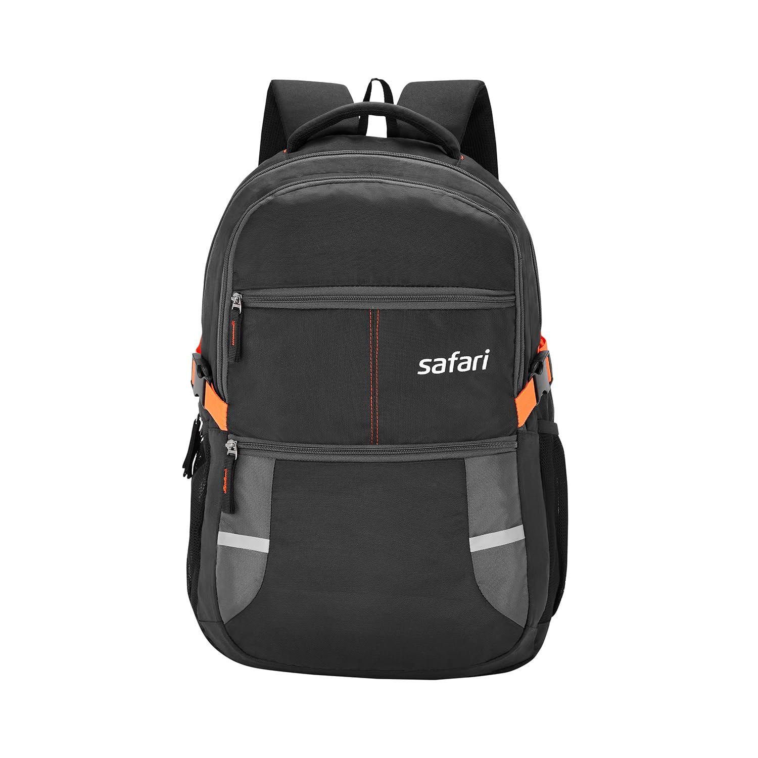 Buy Safari Omega spacious/large laptop backpack with Raincover, college bag, travel bag for men and women, Black, 30 Litre at Amazon.in