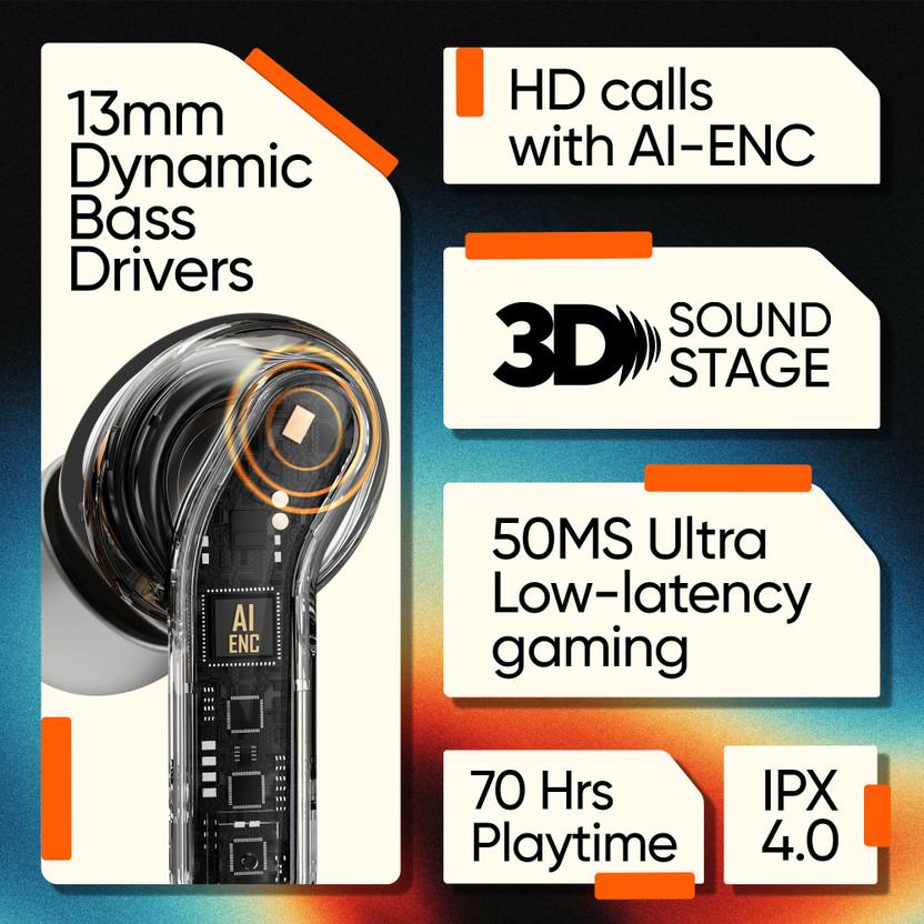Mivi DuoPods Zig TWS, 13mm Bass, AI ENC HD Calls, 70H PT Bluetooth